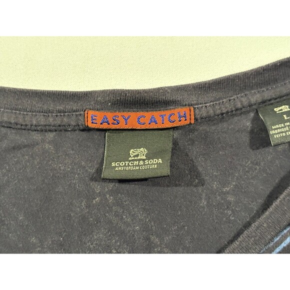 Scotch & Soda Men's Cotton Jersey Crew Neck Geometric Blue AOP Printed T-Shirt L - Picture 8 of 12